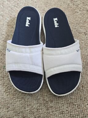 Keds Navy Footbed with White Strap Slides